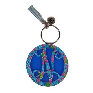 Simply Southern N Monogram Keychain with Tassel Blue Pattern Round NEW Key Chain